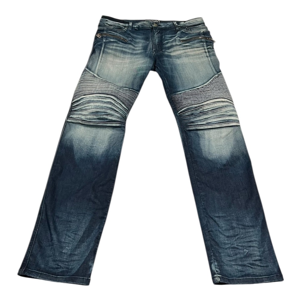 Robin's Jean Men's 36 Distressed Blue Biker Denim Made in USA‎